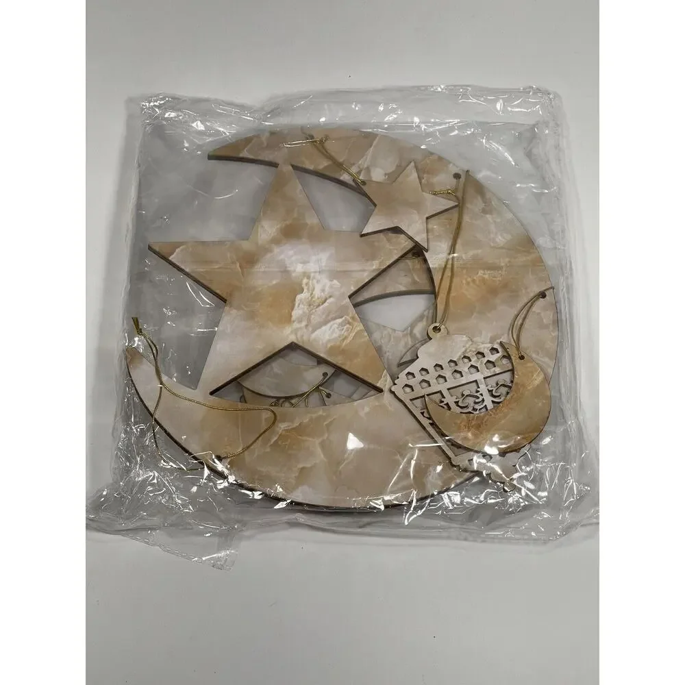 Eid Hanging Decoration‎ Ramadan Eid Mubarak Decorations Islam Moon Stars Wooden